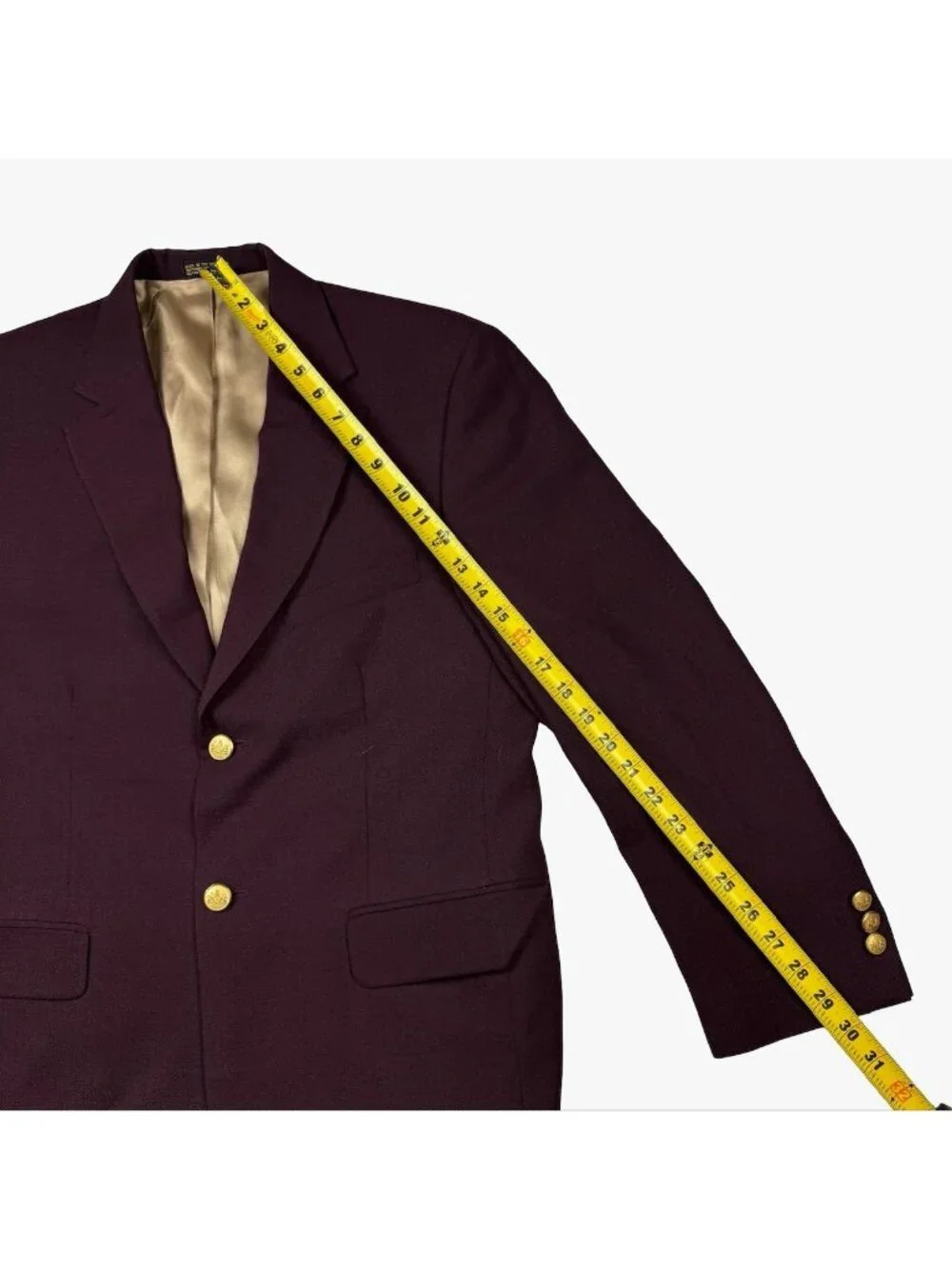 Stafford Men's Wool Blend 2-Button Gold Button Blazer Purple • 38S
